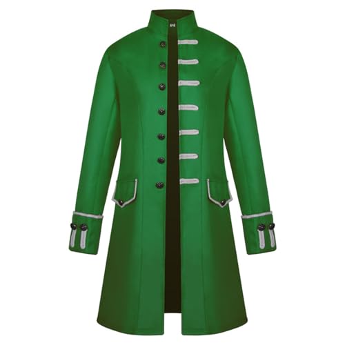 Herren Mittelalterliche Steampunk Jacke, Gothic Mittelalter Mantel Halloween Kostüm Vintage Renaissance Kleidung Steampunk Langarm Uniform Stehkragenjacke Herren Mittelalterliche Steampunk Jacke, Gothic Mittelalter Mantel Halloween Kostüm Vintage Renaissance Kleidung Steampunk Langarm Uniform Stehkragenjacke von HAOLEI