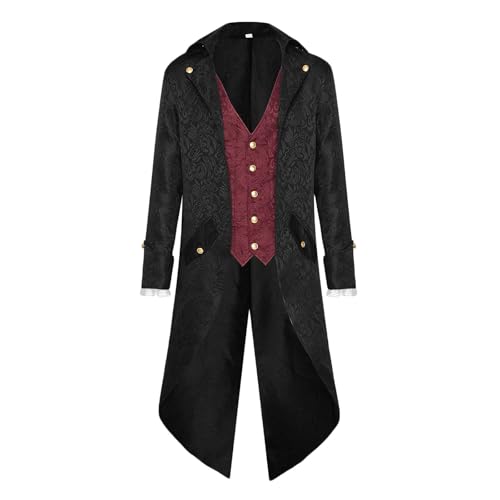 Herren Steampunk Jacke Gothic Vintage Frack Mantel Mittelalter Renaissance Jacke Fasching Kostüm Cosplay Halloween Party Steampunk Frackjacke Mit Reverskragen Und Langen Ärmeln Im Patchwork Stil Herren Steampunk Jacke Gothic Vintage Frack Mantel Mittelalter Renaissance Jacke Fasching Kostüm Cosplay Halloween Party Steampunk Frackjacke Mit Reverskragen Und Langen Ärmeln Im Patchwork Stil von HAOLEI