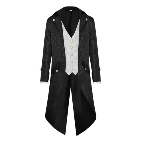 Herren Steampunk Jacke Gothic Vintage Frack Mantel Mittelalter Renaissance Jacke Fasching Kostüm Cosplay Halloween Party Steampunk Frackjacke Mit Reverskragen Und Langen Ärmeln Im Patchwork Stil Herren Steampunk Jacke Gothic Vintage Frack Mantel Mittelalter Renaissance Jacke Fasching Kostüm Cosplay Halloween Party Steampunk Frackjacke Mit Reverskragen Und Langen Ärmeln Im Patchwork Stil von HAOLEI