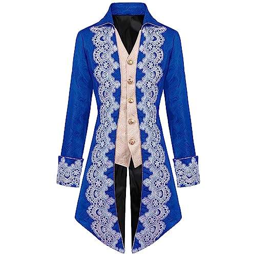 Herren Steampunk Mantel Vintage Viktorianischen Gothic Frack Mittelalter Renaissance Jacke Cosplay Halloween Kostüm Langärmlige Steampunk Frackjacke Mit Reverskragen von HAOLEI