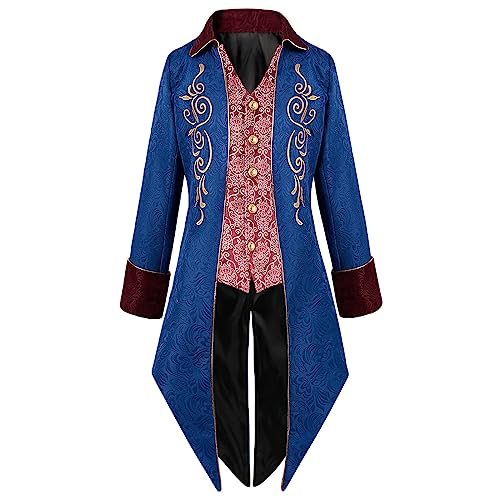 Herren Steampunk Mantel Vintage Viktorianischen Gothic Frack Mittelalter Renaissance Jacke Cosplay Halloween Kostüm Langärmlige Steampunk Frackjacke Mit Reverskragen von HAOLEI