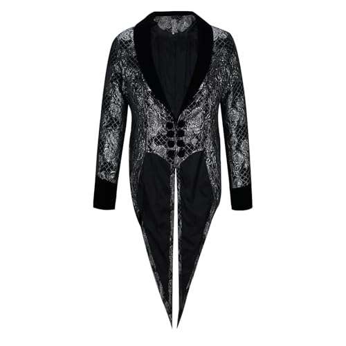 Herren Steampunk Mantel Vintage Viktorianischen Gothic Renaissance Mittelalter Jacke Halloween Cosplay Kostüm Langärmlige Steampunk Retro Jacquardjacke Mit Langem Schlitz Herren Steampunk Mantel Vintage Viktorianischen Gothic Renaissance Mittelalter Jacke Halloween Cosplay Kostüm Langärmlige Steampunk Retro Jacquardjacke Mit Langem Schlitz von HAOLEI
