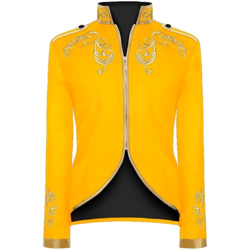 Herren Steampunk Mantel Vintage Viktorianischen Gothic Renaissance Mittelalter Jacke Halloween Cosplay Kostüm Mode Retro Patchwork Anzug Gold Stickerei Halloween Jacke von HAOLEI