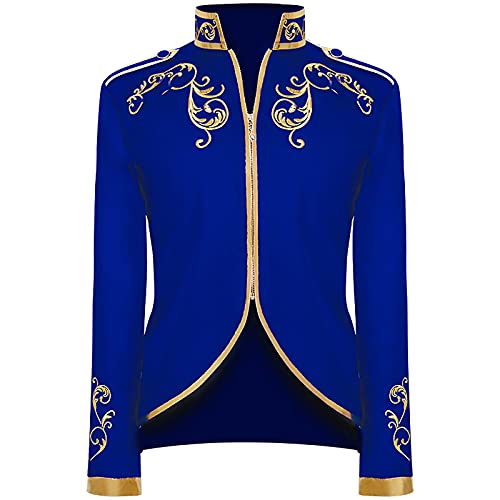 Herren Steampunk Mantel Vintage Viktorianischen Gothic Renaissance Mittelalter Jacke Halloween Cosplay Kostüm Mode Retro Patchwork Anzug Gold Stickerei Halloween Jacke von HAOLEI