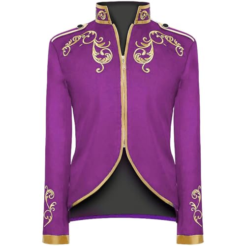 Herren Steampunk Mantel Vintage Viktorianischen Gothic Renaissance Mittelalter Jacke Halloween Cosplay Kostüm Mode Retro Patchwork Anzug Gold Stickerei Halloween Jacke von HAOLEI