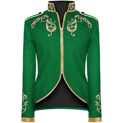 Herren Steampunk Mantel Vintage Viktorianischen Gothic Renaissance Mittelalter Jacke Halloween Cosplay Kostüm Mode Retro Patchwork Anzug Gold Stickerei Halloween Jacke von HAOLEI