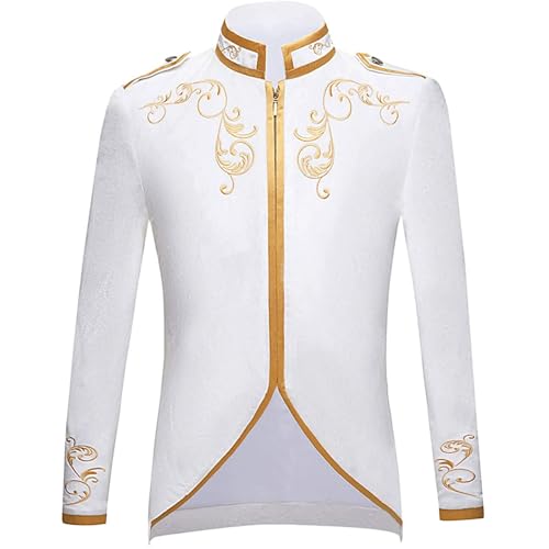 Herren Steampunk Mantel Vintage Viktorianischen Gothic Renaissance Mittelalter Jacke Halloween Cosplay Kostüm Mode Retro Patchwork Anzug Gold Stickerei Halloween Jacke von HAOLEI
