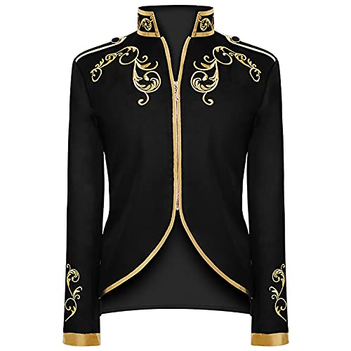 Herren Steampunk Mantel Vintage Viktorianischen Gothic Renaissance Mittelalter Jacke Halloween Cosplay Kostüm Mode Retro Patchwork Anzug Gold Stickerei Halloween Jacke von HAOLEI