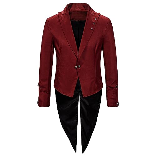 Mittelalterliche Männer Vintage Jacke Retro Gothic Frack Viktorianische Mantel Silvesterparty Kostüm Frackjacke Im Steampunk Retro Halloweenkostüm Mit Langen Ärmeln Und Reverskragen Mittelalterliche Männer Vintage Jacke Retro Gothic Frack Viktorianische Mantel Silvesterparty Kostüm Frackjacke Im Steampunk Retro Halloweenkostüm Mit Langen Ärmeln Und Reverskragen von HAOLEI
