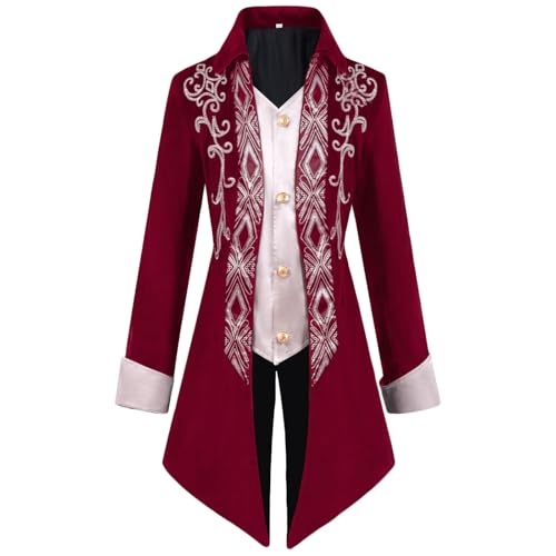 Mittelalterliche Männer Vintage Jacke Retro Gothic Frack Viktorianische Mantel Silvesterparty Kostüm Steam Victorian Uniform Frackjacke Mit Revers Und Langen Ärmeln Mittelalterliche Männer Vintage Jacke Retro Gothic Frack Viktorianische Mantel Silvesterparty Kostüm Steam Victorian Uniform Frackjacke Mit Revers Und Langen Ärmeln von HAOLEI