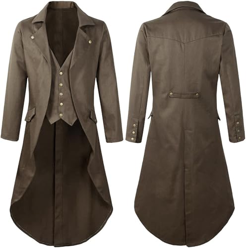 Mittelalterliche Männer Vintage Jacke Retro Gothic Viktorianische Mantel Silvesterparty Kostüm Steampunk Frack Uniform Performance Reversjacke Halloween Mittelalter Kostüme Mittelalterliche Männer Vintage Jacke Retro Gothic Viktorianische Mantel Silvesterparty Kostüm Steampunk Frack Uniform Performance Reversjacke Halloween Mittelalter Kostüme von HAOLEI