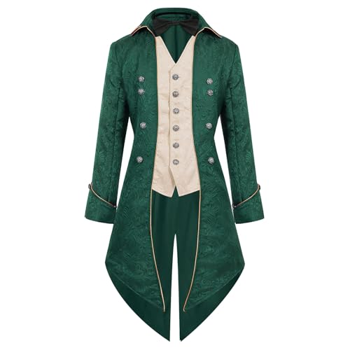 Steampunk Herren Gothic Retro Mantel Mittelalter Renaissance Jacke Viktorianisches Cosplay Halloween Kostüm Halloween Kostüm Punk Retro Frack Mit Langen Ärmeln von HAOLEI