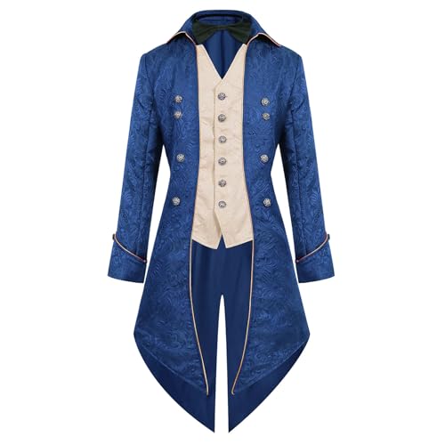 Steampunk Herren Gothic Retro Mantel Mittelalter Renaissance Jacke Viktorianisches Cosplay Halloween Kostüm Halloween Kostüm Punk Retro Frack Mit Langen Ärmeln von HAOLEI