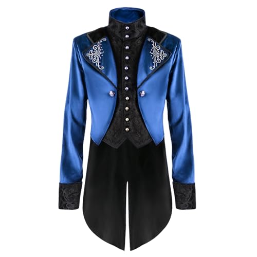 Steampunk Herren Gothic Retro Mantel Mittelalter Renaissance Jacke Viktorianisches Cosplay Halloween Kostüm Halloween Langärmeliger Retro Palast Bankettkleid Frack Trenchcoat von HAOLEI