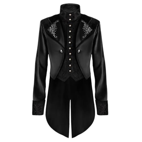 Steampunk Herren Gothic Retro Mantel Mittelalter Renaissance Jacke Viktorianisches Cosplay Halloween Kostüm Halloween Langärmeliger Retro Palast Bankettkleid Frack Trenchcoat von HAOLEI