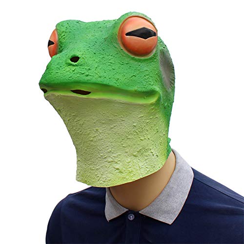 HAORONG Frosch Maske grün Reptil Erwachsene Latex Gummi Overhead Hirsch Tier Kostüm von HAORONG