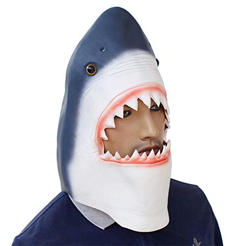 HAORONG Neuheit Hai-Halloween-Kostüm, Party, Latex, Tierkopfmaske von HAORONG