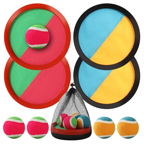 Klettballspiel,Klettball Strandspielzeug Ballspiele mit 4 Fangscheiben 4 Bälle und 1 Aufbewahrungstasche,Wurf und Fangspiel für Kinder ab3 4 5 6,Fangballspiel für Partys,Gärten,Outdoor Draußen Strand Klettballspiel,Klettball Strandspielzeug Ballspiele mit 4 Fangscheiben 4 Bälle und 1 Aufbewahrungstasche,Wurf und Fangspiel für Kinder ab3 4 5 6,Fangballspiel für Partys,Gärten,Outdoor Draußen Strand von HAOYULUO