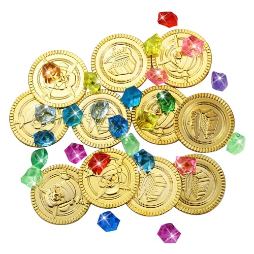 HAOYULUO 320 Stück Piratenschatz: 160 Edelsteine, 160 Goldmünzen für Kinder, Piraten Deko für Kindergeburtstag und Andere Piratenparty-Anlässe HAOYULUO 320 Stück Piratenschatz: 160 Edelsteine, 160 Goldmünzen für Kinder, Piraten Deko für Kindergeburtstag und Andere Piratenparty-Anlässe von HAOYULUO