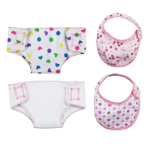 HAOYUNLAI 2 Stück Windeln für Baby Puppen und 2 Stück Puppenlätzchen für Baby Puppen, Zubehör für Puppen 30-43 cm HAOYUNLAI 2 Stück Windeln für Baby Puppen und 2 Stück Puppenlätzchen für Baby Puppen, Zubehör für Puppen 30-43 cm von HAOYUNLAI