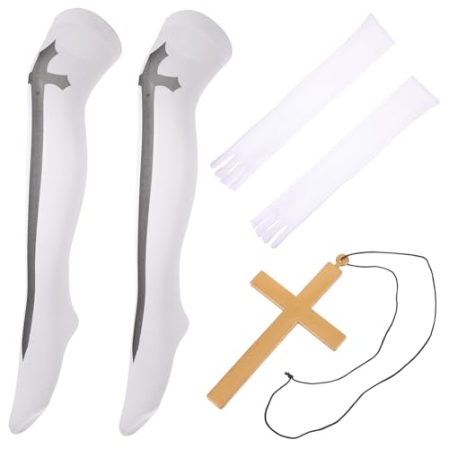 HAPINARY 1 Set Karnevals Nonnen Set Nonnen Zubehör Nonnen Halskette Oberschenkel Socken Für Damen Strumpf Cosplay Oberschenkelhohe Socken Extra Lange Nonnenstrümpfe Nonnenkostüm Overknee HAPINARY 1 Set Karnevals Nonnen Set Nonnen Zubehör Nonnen Halskette Oberschenkel Socken Für Damen Strumpf Cosplay Oberschenkelhohe Socken Extra Lange Nonnenstrümpfe Nonnenkostüm Overknee von HAPINARY