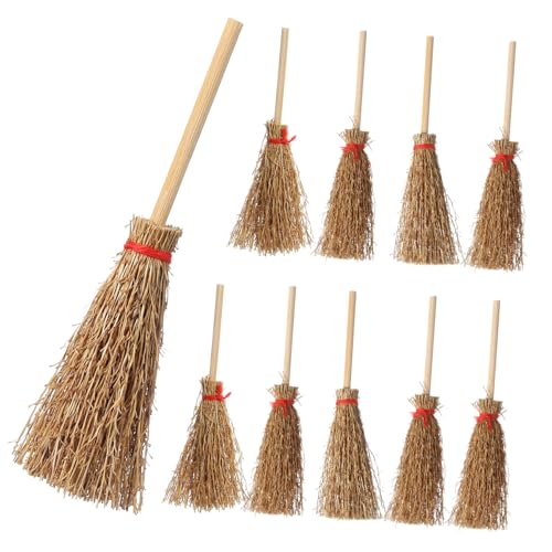 HAPINARY 10 Stück Teiliges Mini Hexenbesen mit Band Kleine Besen als Halloween Party Deko Langlebige Bastelaccessoires für Hexen Kostüm und Zauberer Requisiten zum Aufhängen von HAPINARY