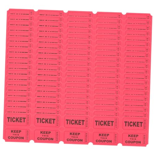 HAPINARY 100St Lose Eintrittskarte Fahrkarte Auktionskarten Partyzubehör Tickets Etiketten Karten für Party Konzertkarten Karnevalskarten Flugblatt Lotterie Kinokarte Papier rot von HAPINARY