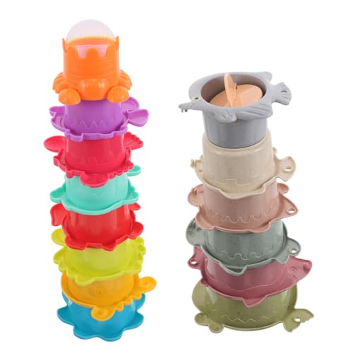 HAPINARY 2 Sets Stapelbecher Für Babys: Lernspielzeug Für Kleinkinder, Montessori-Spielzeug Für Die Früherziehung Zur Der Feinmotorik – Spielzeug Für Die Eltern-Kind-interaktion von HAPINARY