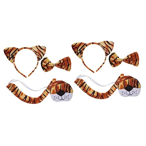HAPINARY 2 Sets Tiger Stirnband Set Tiger Ohren Tier Cosplay Kostüm Tigerohr Stirnbänder Tierkostüm Stirnband Cosplay Tierschwanz Tiger Haarband Tierohren Für von HAPINARY