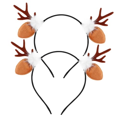 HAPINARY 2 Stück Flocking Haarband mit Rentiergeweih für Lustiges Party und Fotorequisiten für Weihnachts und Feiertagsfeiern von HAPINARY