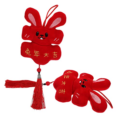 HAPINARY 2 Stück Kaninchen Neujahrs Kaninchenpuppe Sternzeichen Kaninchen Ornament Bequeme Kaninchenpuppe Kaninchenpuppe Hängendes Kaninchenspielzeug Neuartige Kaninchenpuppe Plüsch von HAPINARY