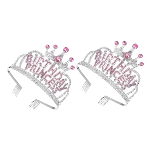 HAPINARY 2 Stück Mädchen Geburtstagskrone mit Strasssteinen Prinzessin Tiara Haarreif für Geburtstagsfeiern und Aufführungen Langlebiger Kopfschmuck für Festliche Anlässe von HAPINARY