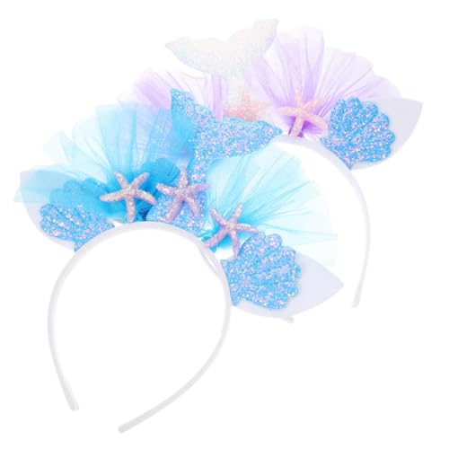 HAPINARY 2 Stück Meerjungfrau und Muschel Haarband Bunte Festival Haarschmuck Leichtes Bequemes Halloween Perlen Stirnband für Mädchen für Karneval Party Maskenball Fotografie und von HAPINARY