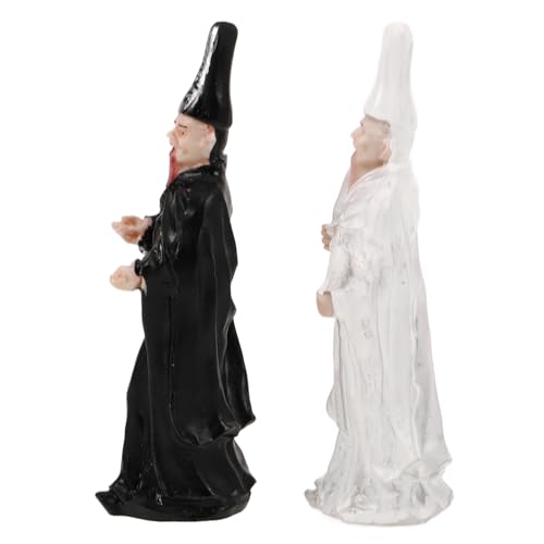 HAPINARY 2 Stück Schwarz Weiße Vergängliche Sandwerkzeugfigur Für Sandtisch, Gruselige Statue, Kunstharz Dekoration, Kunstharzfiguren Zum Basteln Von Sandtischdekorationen, von HAPINARY