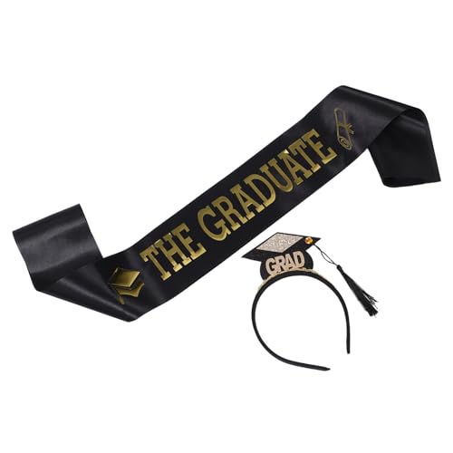 HAPINARY 2 Stück Teiliges Abschluss Hut und Schärpe Set mit Quaste Stirnband für Abschlussfeier Dekorationen und Foto Requisiten für Bachelor Absolventen Stilvolle Partyzubehör von HAPINARY