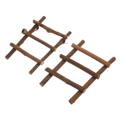 HAPINARY 2 Stück Teiliges Mini Rattan Leiter Dekorative Kleine Stufenleiter aus Natürlichem Rattan Robuste und Tragbare Miniaturtreppe für Puppenhaus Gartenornament Mikro Landschafts von HAPINARY
