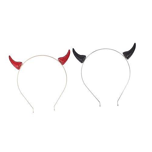 HAPINARY 2 Stück Teufelshorn Haarreif Festival Party Kopfschmuck Halloween Hörner Stirnband Damen Herren Bequem und Langlebig für Karneval Cosplay von HAPINARY
