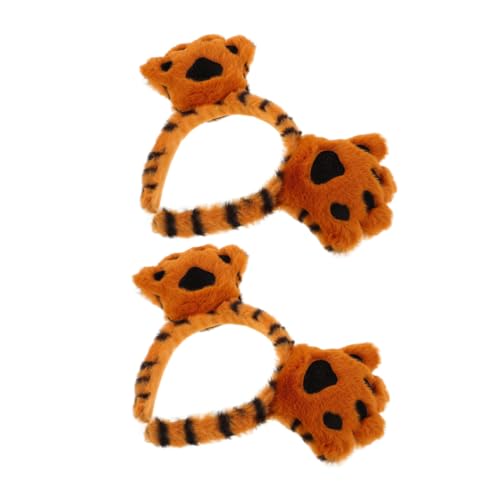 HAPINARY 2 Stück Tiger Haarband Plüsch Kuschelig Weich Komfortabel Tierohren Stirnband für Halloween Cosplay Party Kostüm Zubehör Mädchen Frauen von HAPINARY