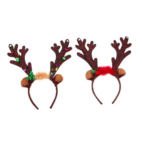 HAPINARY 2 Stück Weihnachts Haarreif mit Rentiergeweih und Glocken Leuchtendes Stirnband für Festliche Anlässe für Weihnachten Karneval und Cosplay von HAPINARY