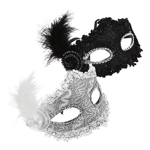 HAPINARY 2st Gesichtsrequisiten Cosplay Vintage Antike Masken Geschenke Für Erwachsene Kostüme Partyzubehör Flammenmaskerade Gastgeschenke Pfau Bilden Feder Weiß Deckel von HAPINARY