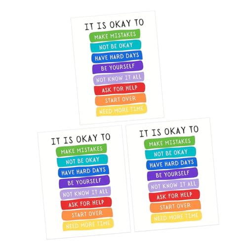 HAPINARY Inspirierende Klassenzimmer-Dekoration 3 Blätter Motivationsposter Für Büro-wandkunst Motivierendes Englisch von HAPINARY