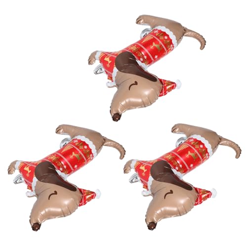 HAPINARY 3 Stück Weihnachtsballons Hundemotiv Folienballons Wursthund-design Langlebig und Aufblasbar für Hunde-geburtstagsdeko und Weihnachtsfeier von HAPINARY