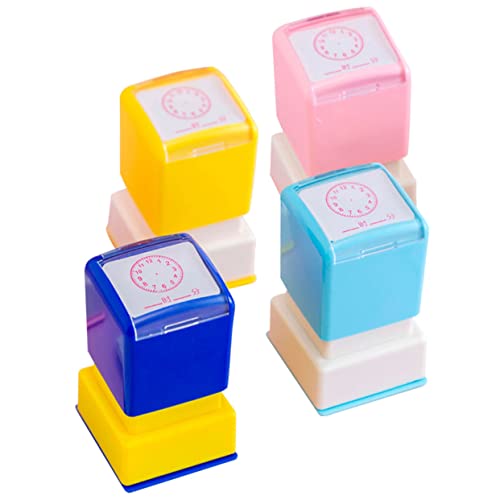 HAPINARY Kinderstempel-Set 4-teilig Zeitstempel Selbstfärbend Pädagogische Uhrstempel Für Kinder Im Alter Von 4–8 Jahren Partygeschenk-Spielzeug von HAPINARY