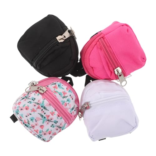 HAPINARY 4 Stück Mini Rucksack mit Reißverschluss für Puppen Maßstab Leichte Polyester Miniatur Schulranzen DIY Bemalbar Detailgetreu für Puppenhaus und Rollenspiele von HAPINARY