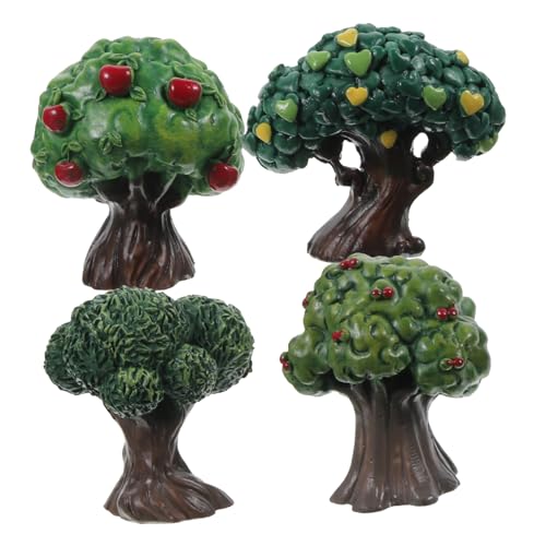 HAPINARY 4 Stück Simulation Apfelbaum grüne Landschaft Landschaftsmodell Mini-Harzbaum Modelle Ornament Miniaturen basteln Sandtischbaummodell künstlich schmücken Anlage von HAPINARY