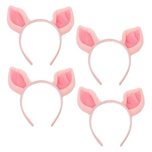 HAPINARY 4 Stück Teiliges Plüsch Pig Ohr Stirnband für Süßes Tier Haaraccessoire für Cosplay Elastischer Haarschmuck Rosa für Mädchen Halloween Party und Andere Anlässe von HAPINARY