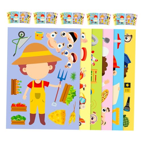 HAPINARY 6 Sätze Teiliges Career Dress Up Sticker Set Interaktives DIY Puzzle mit Bunten Berufen Fördert Kreativität und Frühe für Kindergeburtstage Schulveranstaltungen und Spielerisches von HAPINARY