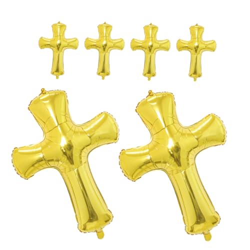 HAPINARY 6 Stück Kreuz Aluminium Folienballons für Taufe und Kindergeburtstag Goldene Jesus Luftballons Robuste Partydekoration für Jungen und Mädchen Festliche Feiergestaltung von HAPINARY