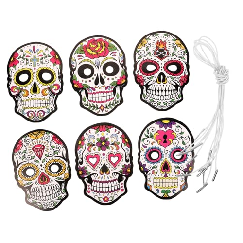 HAPINARY 6 Stück Papiermaske Schädelmaske Tag Der Toten Masken Party Tag Der Toten Accessoires Papier Halloween-schädeldekoration Festival-papiermaske Masken Skelettmaske Parteiblatt Papier von HAPINARY