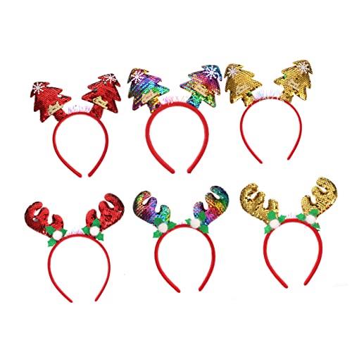 HAPINARY 6 Stück Teiliges Weihnachts Haarband mit Rentier Geweih und Pailletten Festlicher Kopfschmuck für und Kostüm Vielseitig Einsetzbar für Erwachsene von HAPINARY